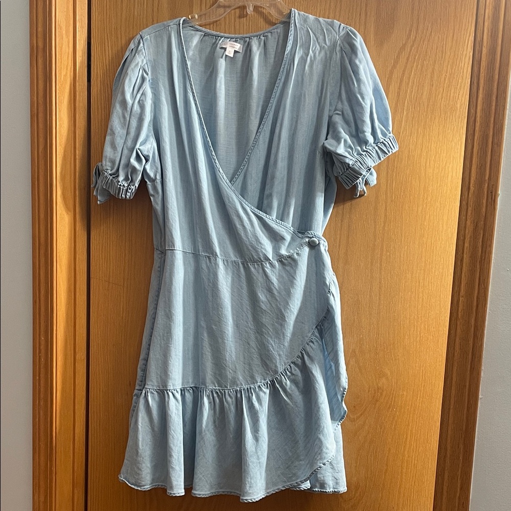 LC Lauren Conrad Sky Blue Ruffle Wrap Dress
